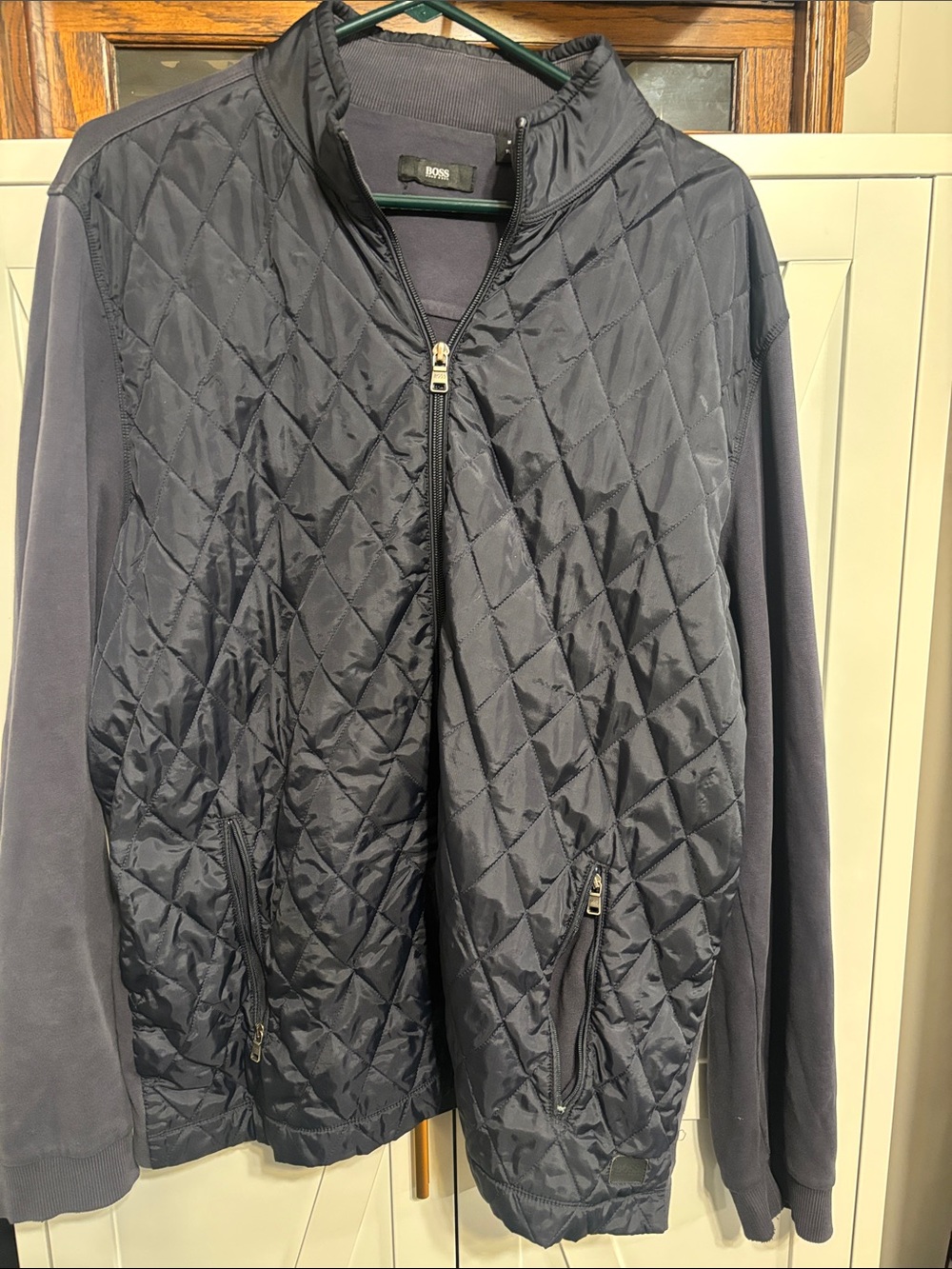 Boss Quilted Front Navy Zip Jacket
